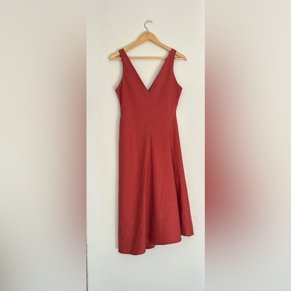 Theory linen blend Tadayon Stretch Midi Dress V-
Neck Sz 2 - Picture 3 of 11